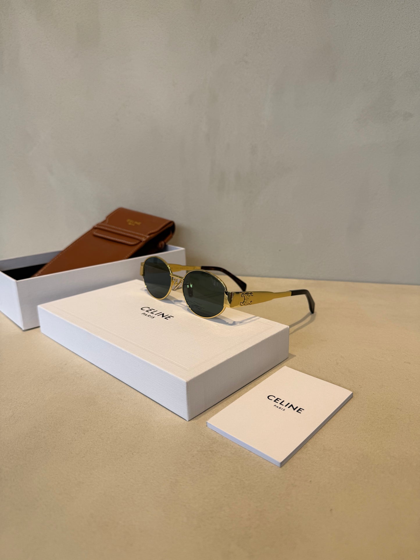 Celine Triomphe Gold Green