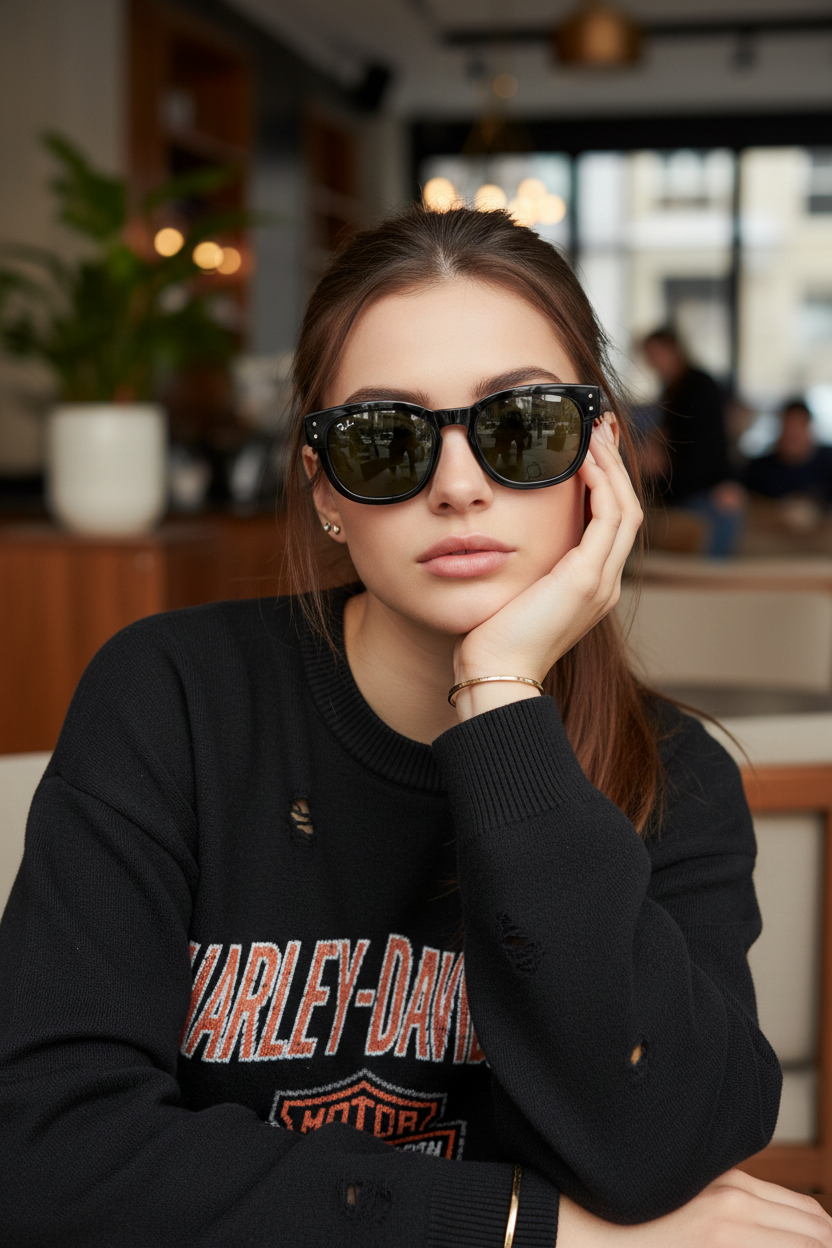 RAYBAN MEGA HAWKEYE Green Polished Black - 7165