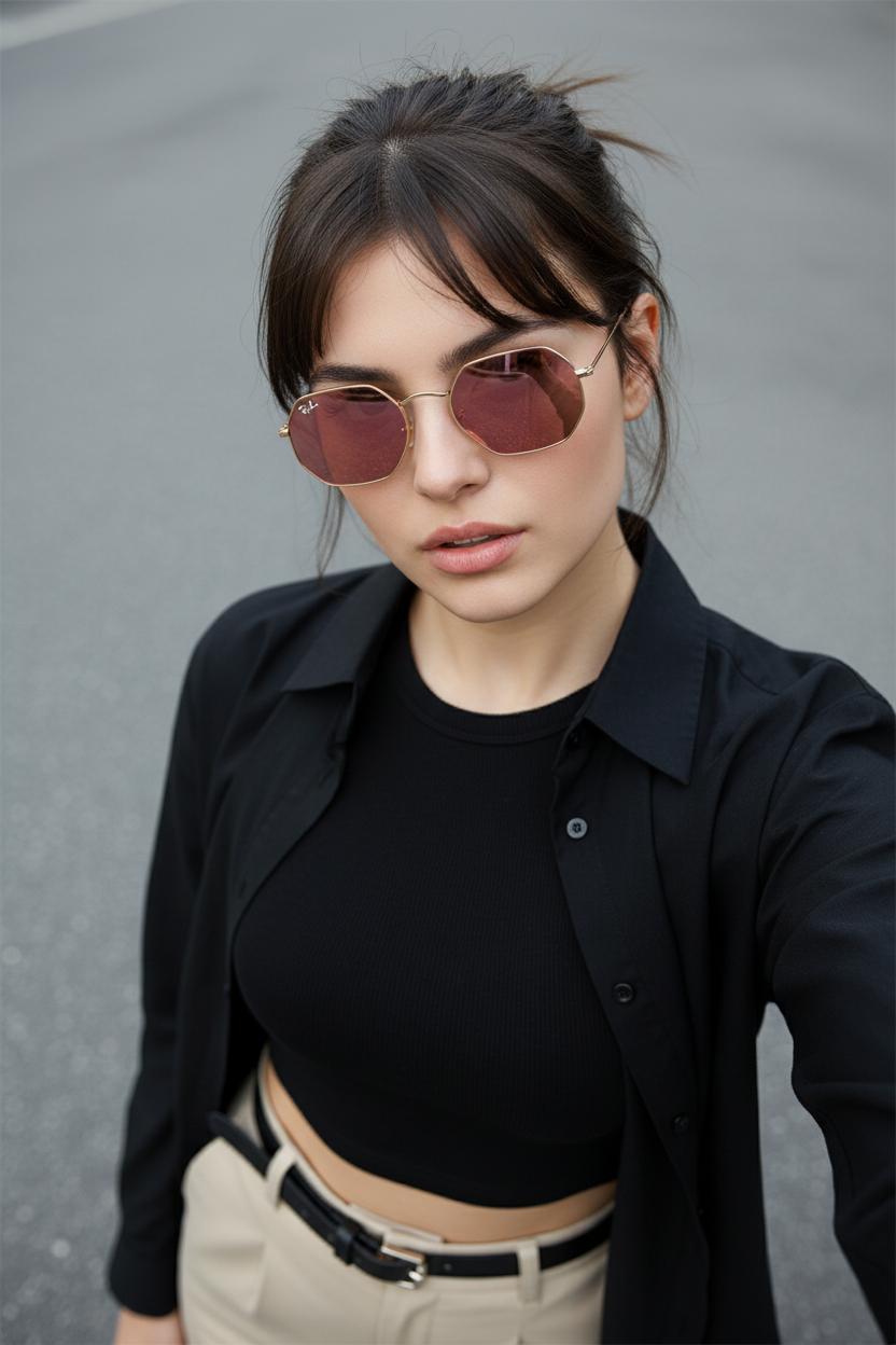 RAYBAN Octagonal Mirror Pink -7032
