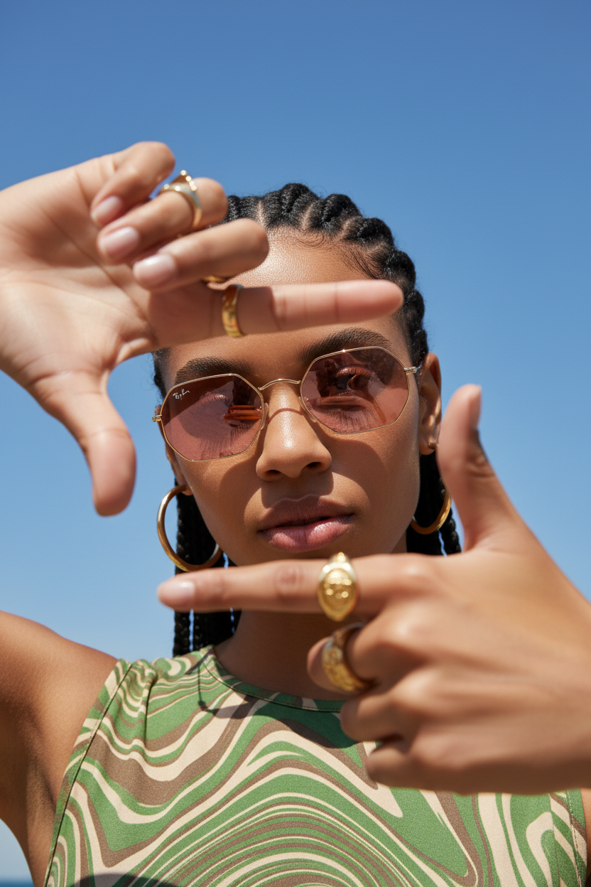 RAYBAN Octagonal Mirror Pink -7032