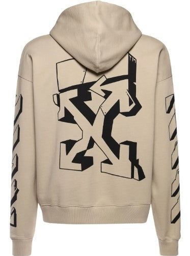 Hoodie De Algodón Off-White Graffiti Printed