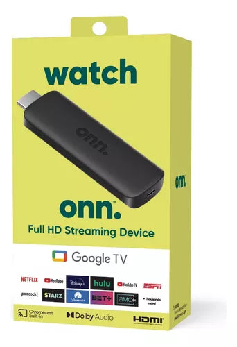 Watch Onn Google TV Negro Stick Dispositivo Streaming HD