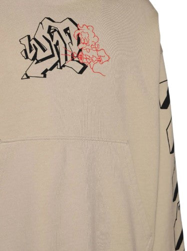 Hoodie De Algodón Off-White Graffiti Printed