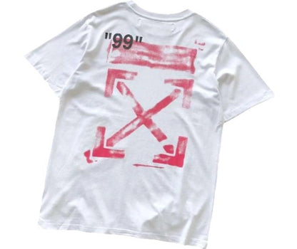 Camiseta Off White Color Blanco Con Logo Color Rojo