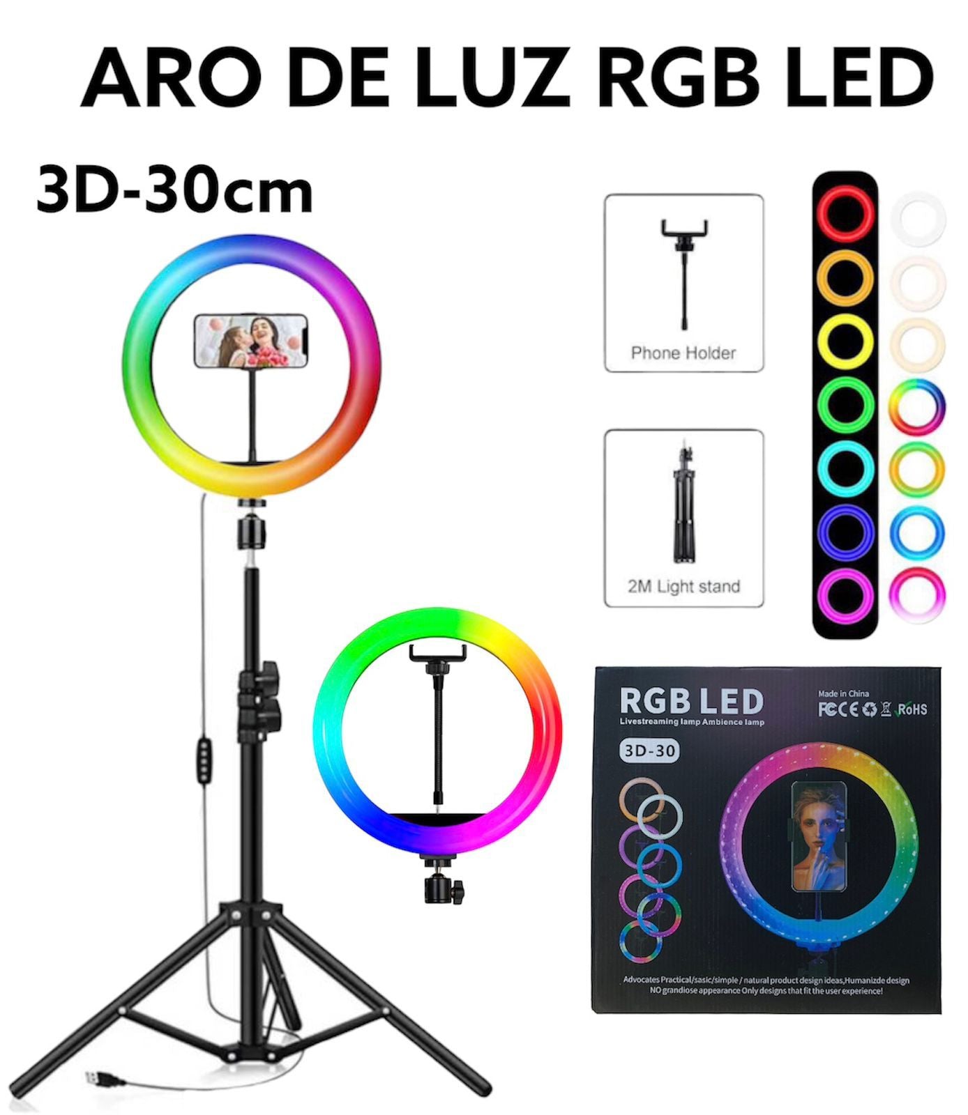 Aro De Luz RGB Led 3D- 30CM