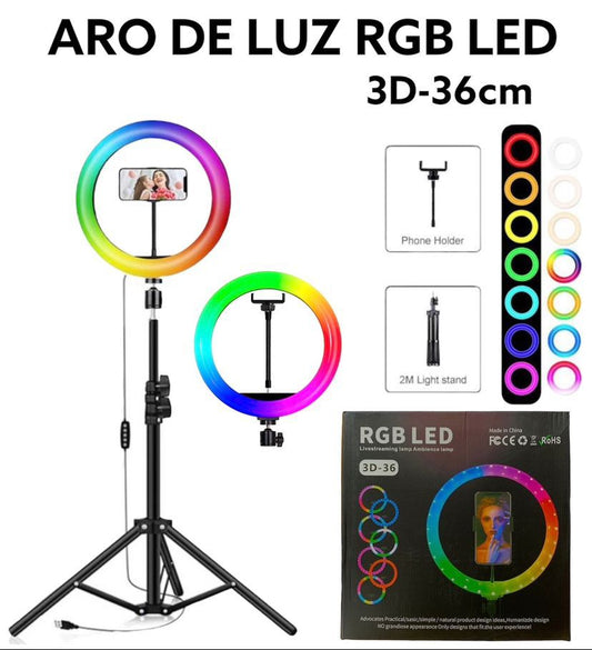 Aro De Luz RGB Led 3D- 36cm