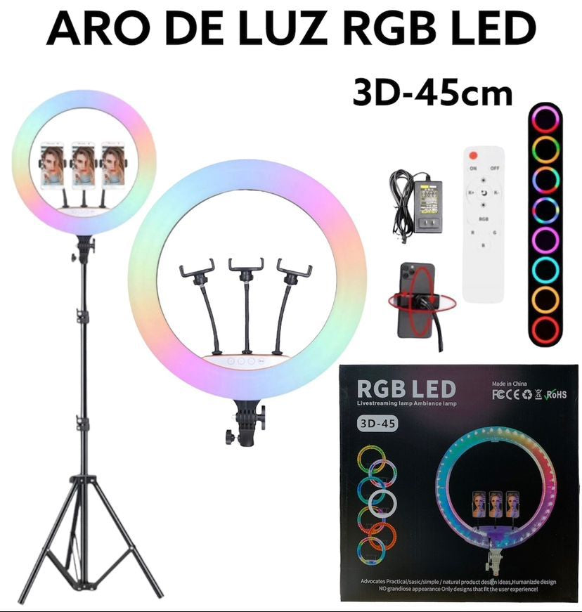 Aro De Luz RGB Led 3D- 45CM