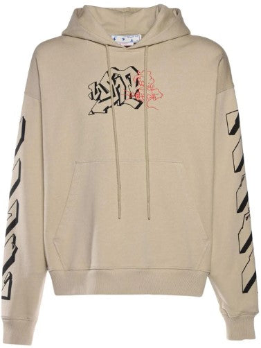 Hoodie De Algodón Off-White Graffiti Printed