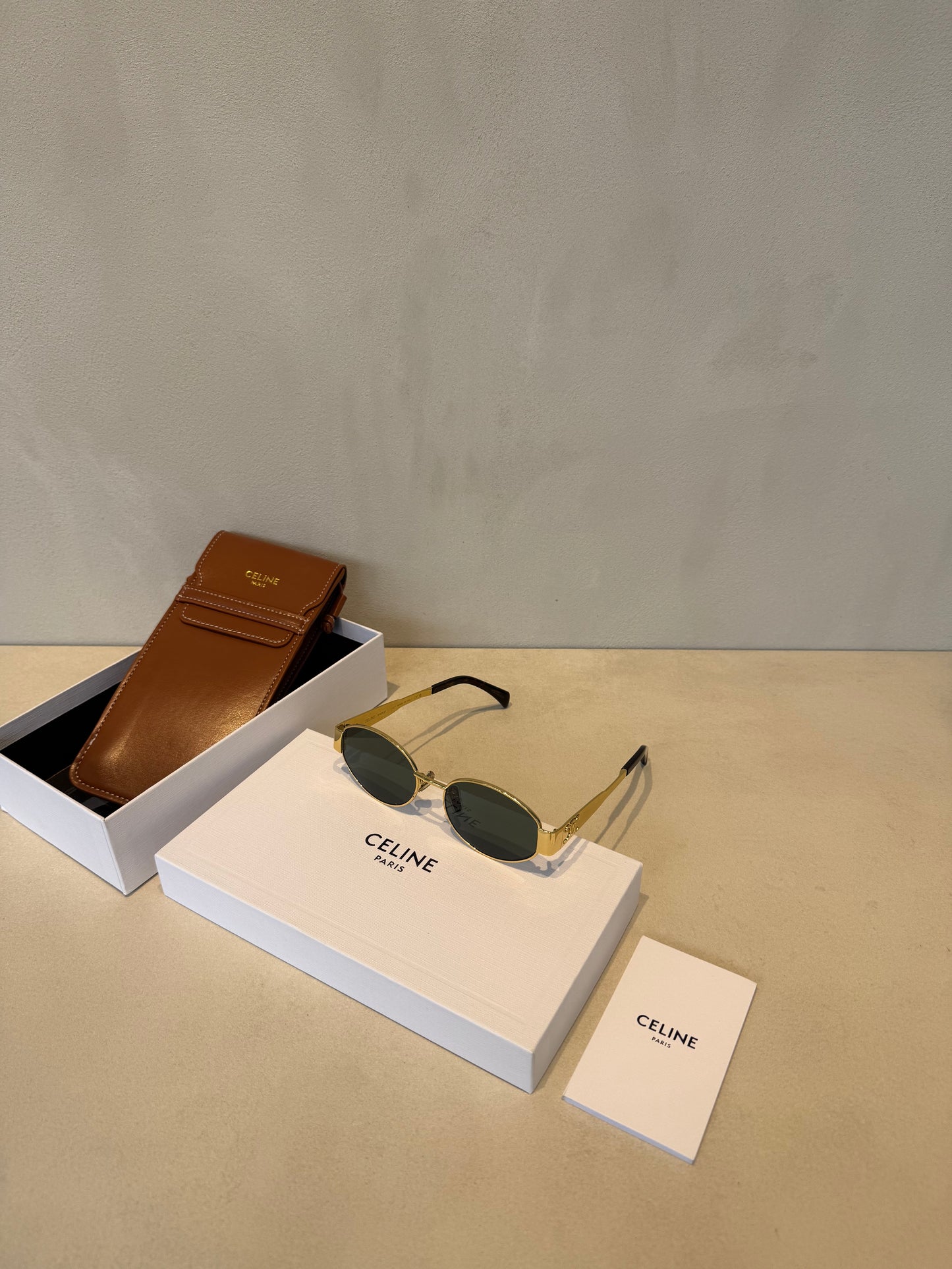 Celine Triomphe Gold Green