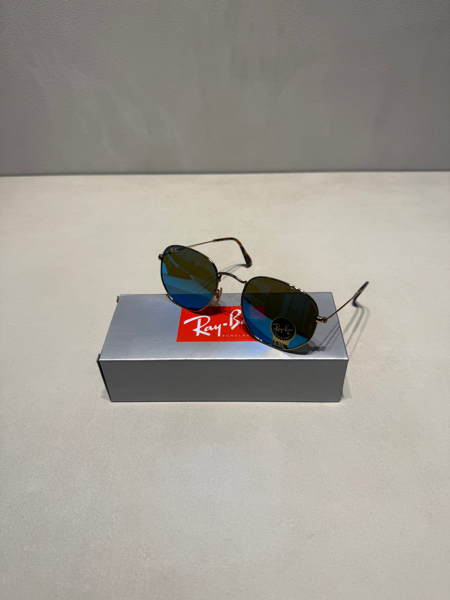 Hexagonal Mirror Blue