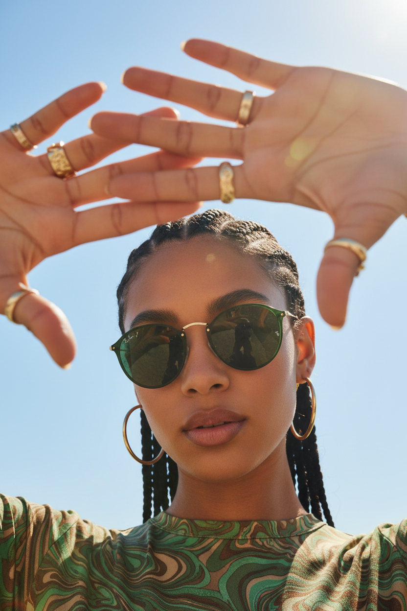 RAYBAN Round Blaze Arista Green-7037