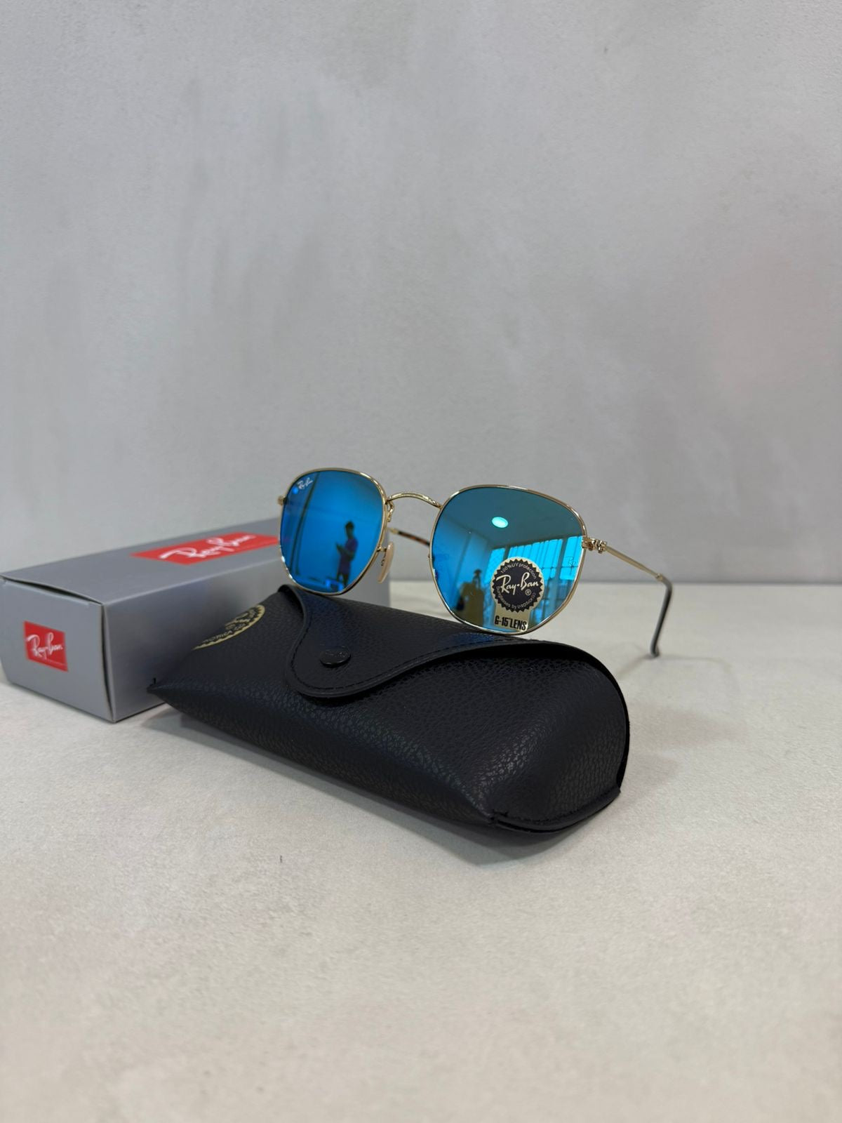 Hexagonal Mirror Blue