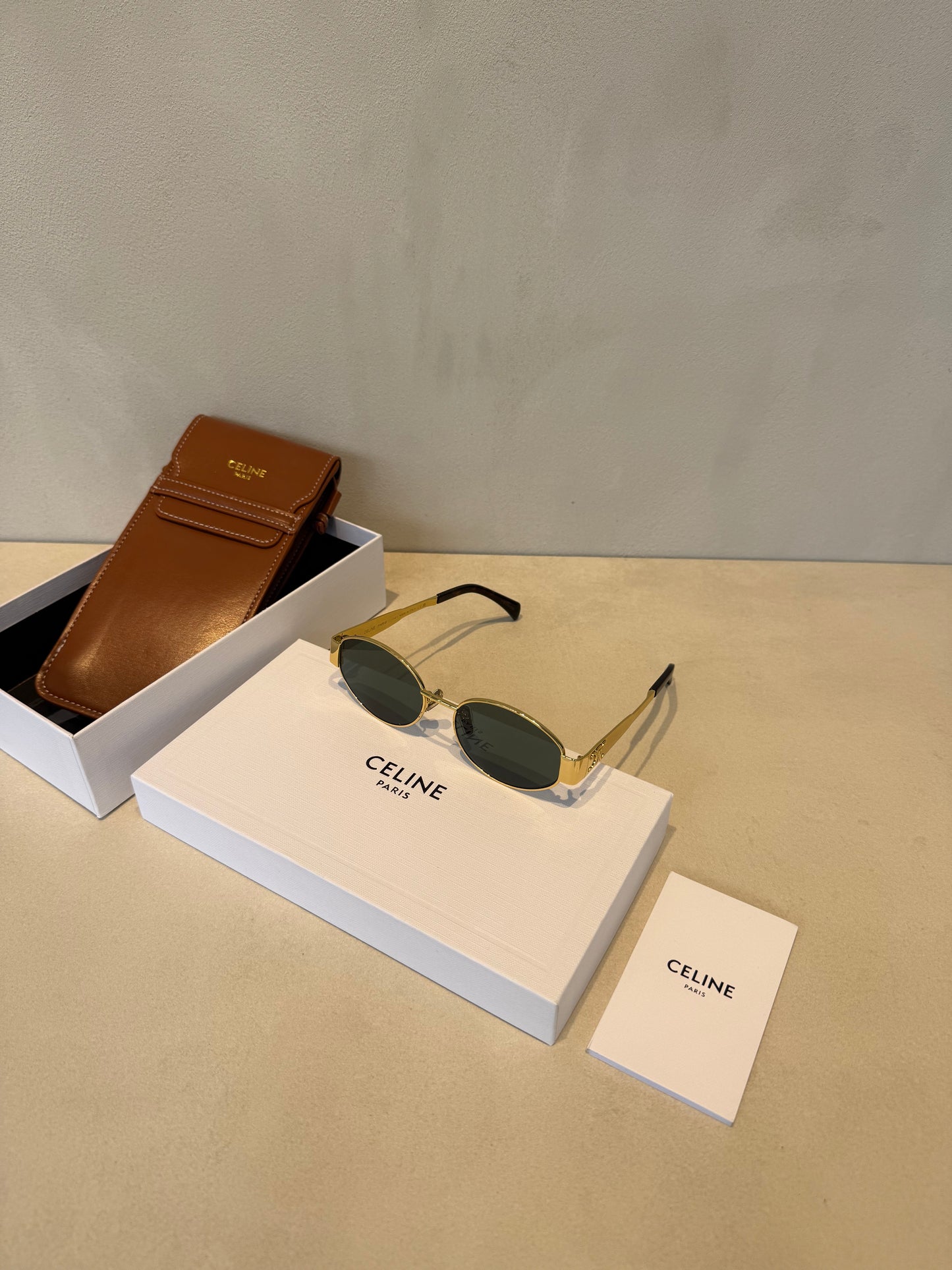 Celine Triomphe Gold Green