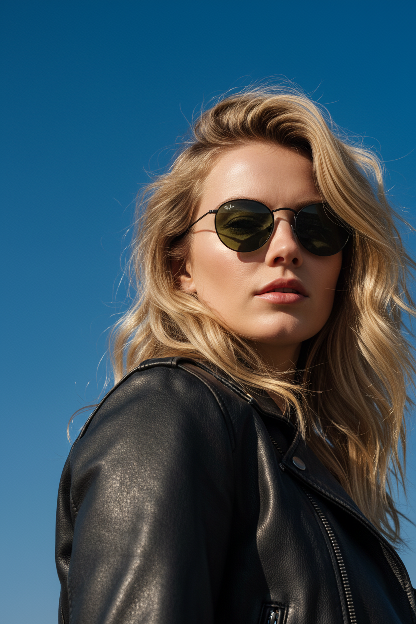 RAYBAN Round Metal Black G-15 Green -7039