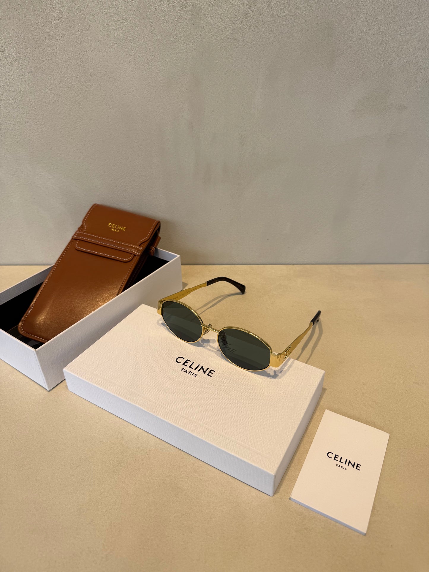 Celine Triomphe Gold Green
