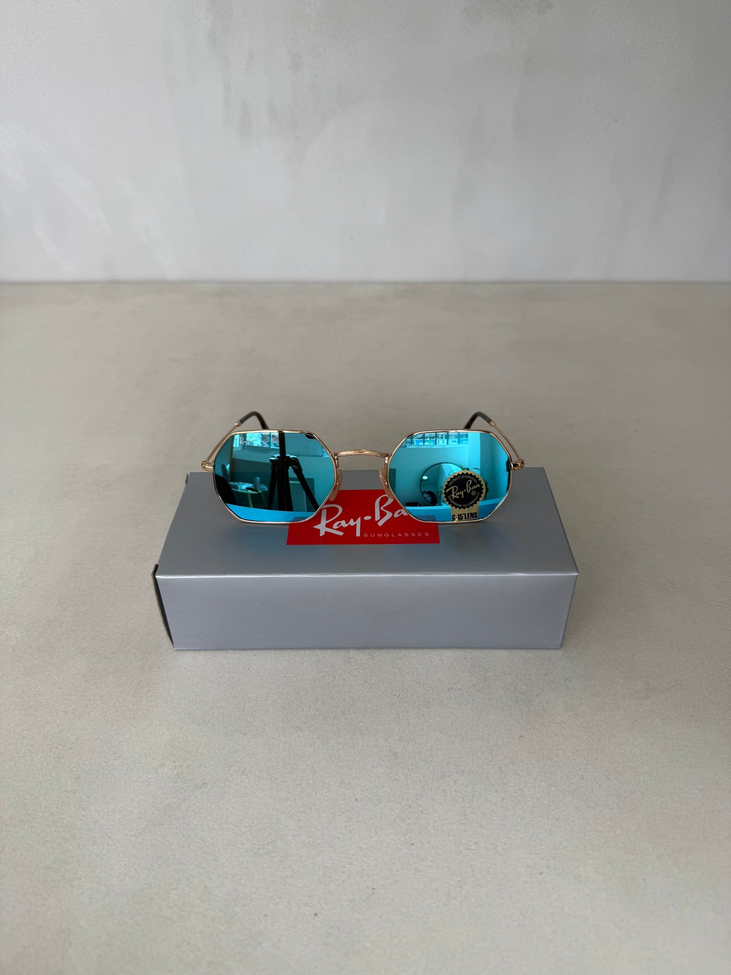 Octagonal Mirror Blue