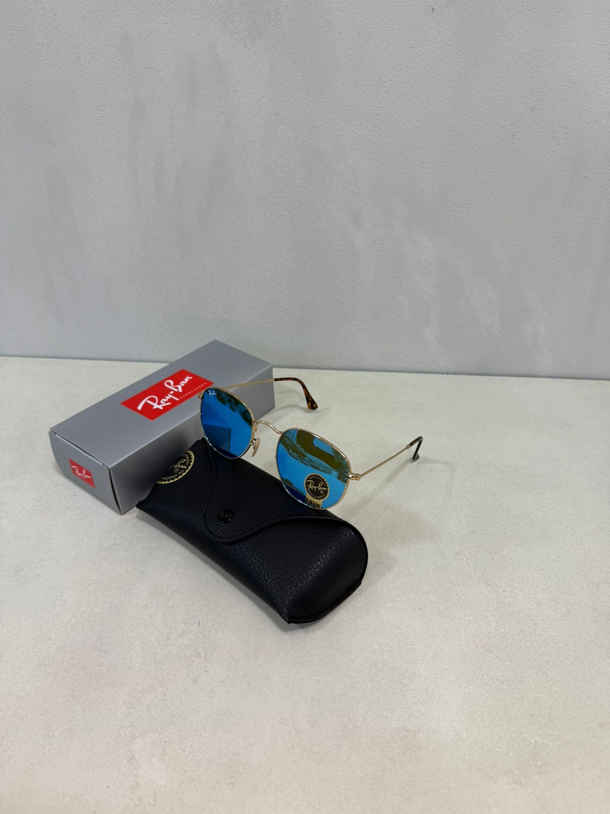 Hexagonal Mirror Blue