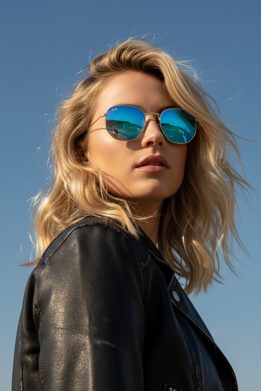 RAYBAN Hexagonal Mirror Blue -7021
