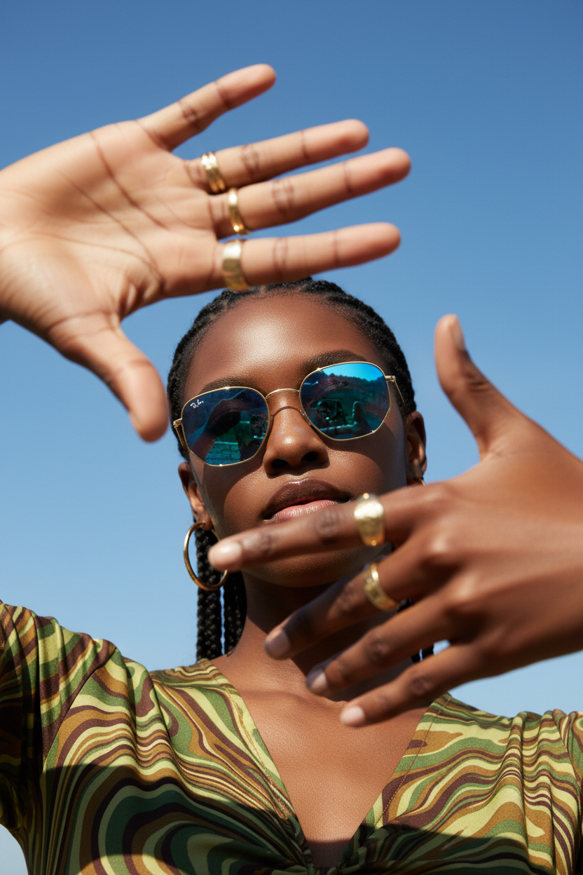 RAYBAN Hexagonal Mirror Blue -7021