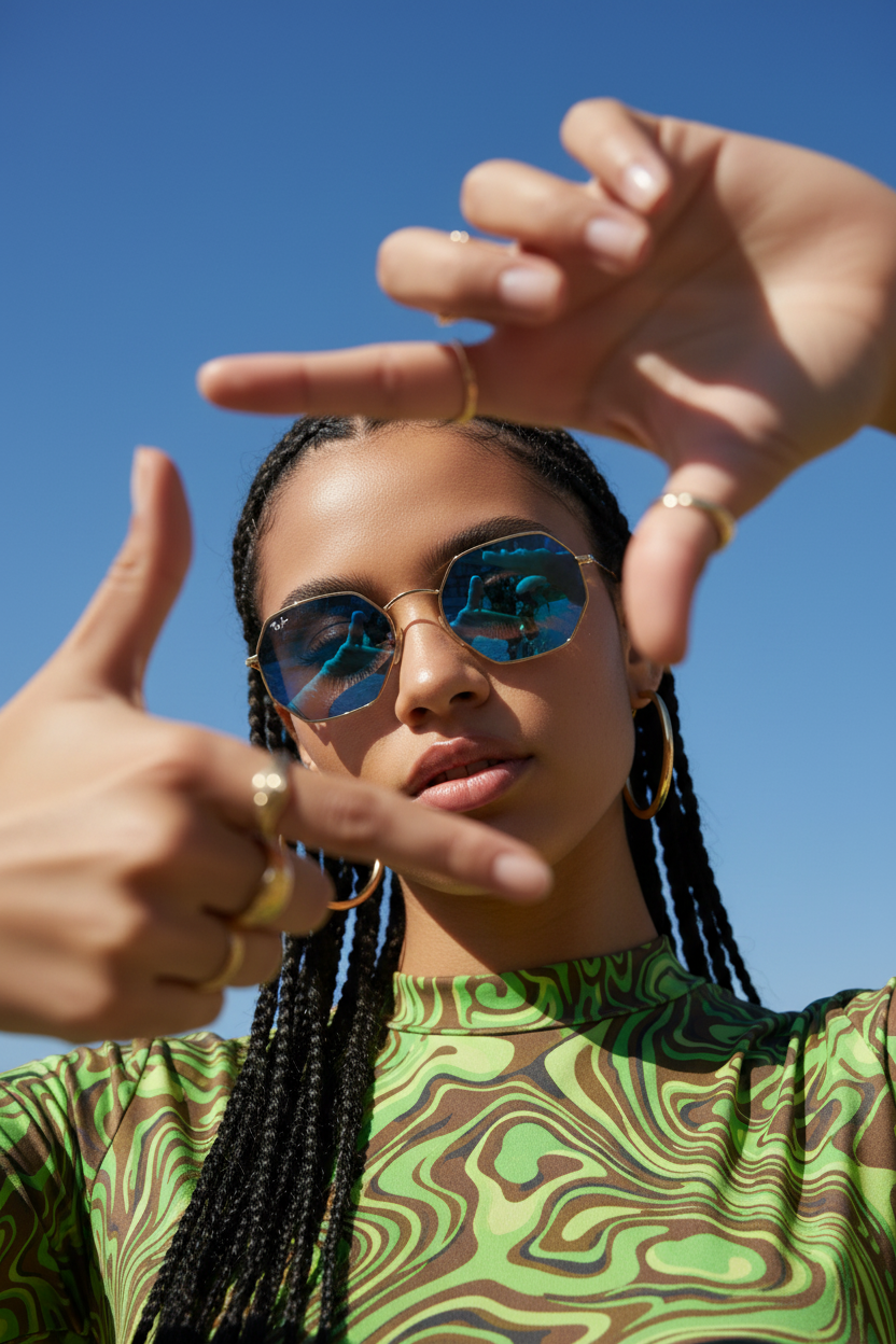 RAYBAN Octagonal Mirror Blue -7031