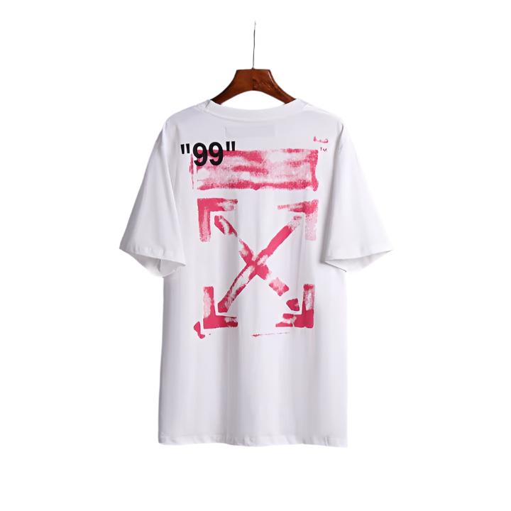 Camiseta Off White Color Blanco Con Logo Color Rojo