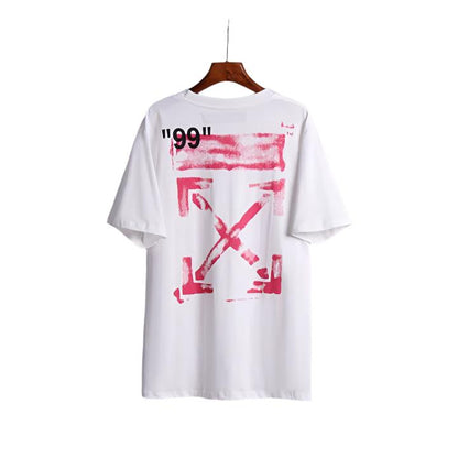 Camiseta Off White Color Blanco Con Logo Color Rojo