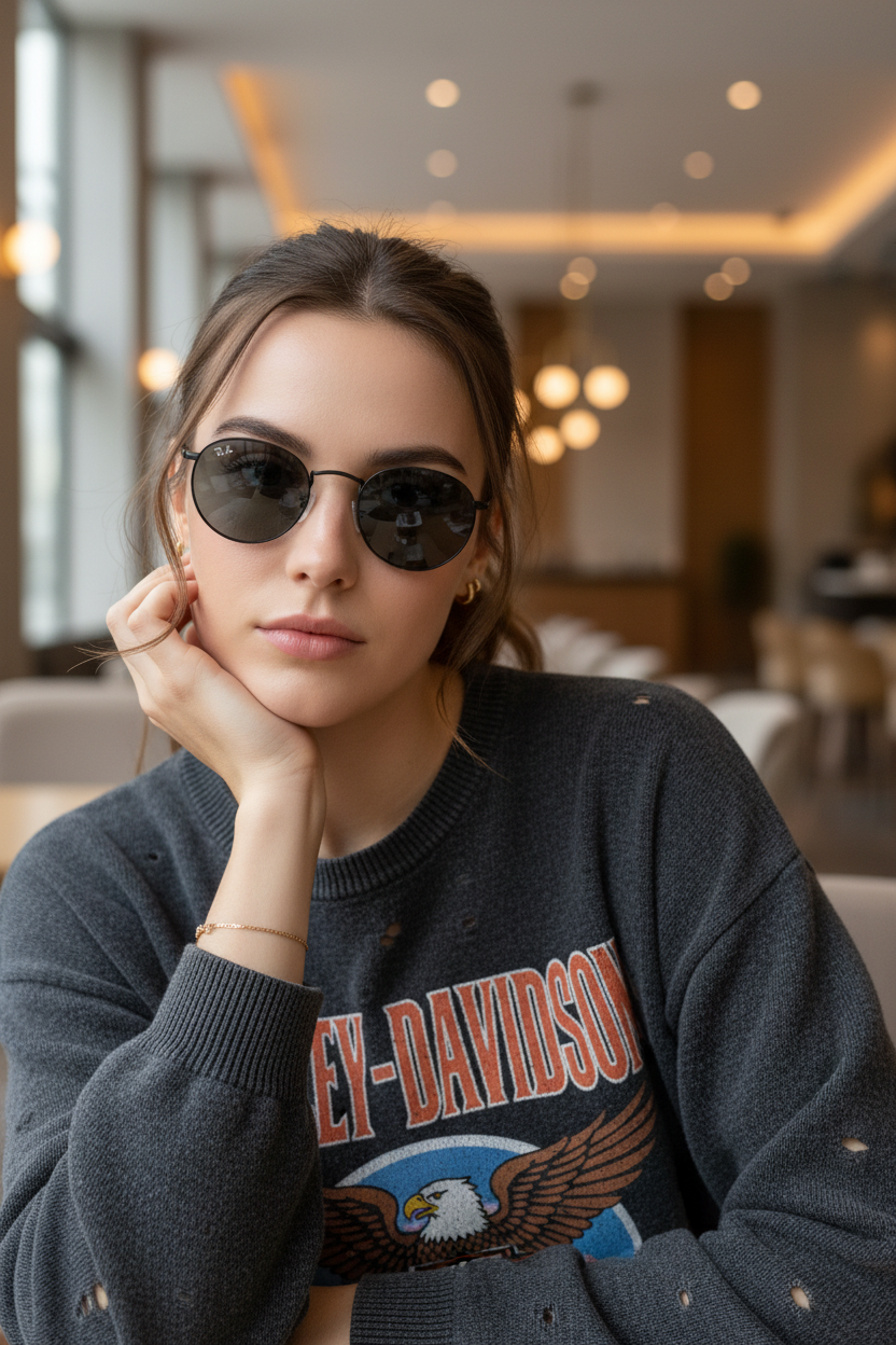 RAYBAN Round Metal Black Grey -7041