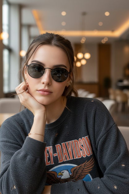 RAYBAN Round Metal Black Grey -7041