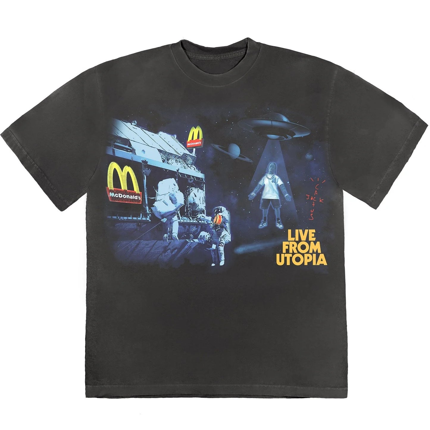 Camiseta Off White - Travis Scott x McDonald's Live From Utopia Negra